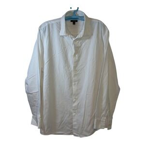 Alfani White Corduroy Shirt Long Sleeve Button‎ Up Cotton Dress Work Casual XXL